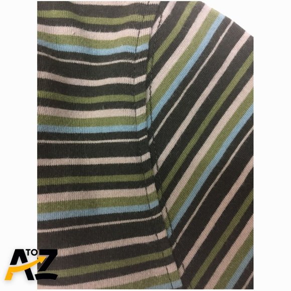 Preswick & Moore Womens Top Size Large Green 3/4 Sleeves Striped - Picture 6 of 10